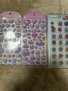 おはじきシール　コットンパフィーシール　キティセット