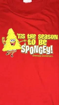 古着 00s スポンジボブ Tシャツ 海外アニメ キャラクター 赤　ＸＬ