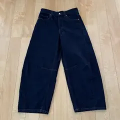 GU バレルレッグジーンズLネイビー(丈短め)