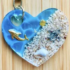 海 キーホルダー イルカ ホヌ 海亀 honu Dolphin resin