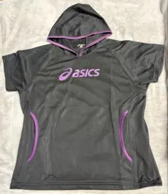 asics フード付きウォームアップウェア 黒/紫