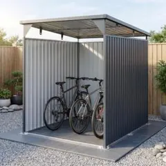 物干し竿付き】サイクルポート 自転車倉庫 収納目安3～5台【ブルー
