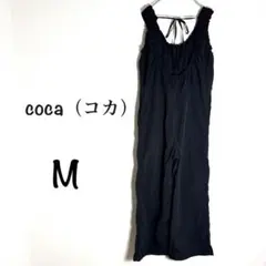 コカ サロペット オールインワン ブラック M ナイロン フリル バックリボン