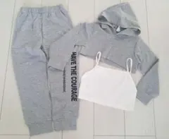 セットアップ ショートパーカー パンツ キャミソール グレー SHEIN 120