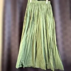 グリーン プリーツロングスカート