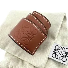 極美品✨️保存箱 LOEWE アナグラム レザー ブレスレット ブラウン 