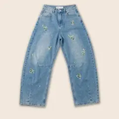 限定値下venerdi.pomeriggio 刺繍デニム バレルレッグ　ビジューのサムネイル