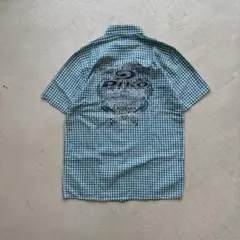 90s~ piko check shirt ギンガムチェック シャツ 青のサムネイル
