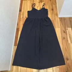 サロペット　オーバーオール　ネイビー　ワイドパンツ