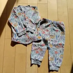 子ども服【90センチ】花柄キルティングパジャマセット 綿100(表裏)(^-^)