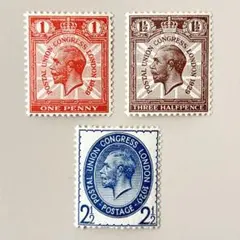 外国切手3枚（イギリス：1929年UPU会議記念）