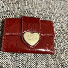 GUCCI グッチ キーホルダー6連 パテント 赤 エナメル GG柄 ハート
