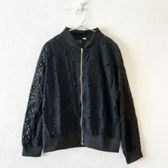 ☆ブルゾン 綿混 フルジップ 透け感有 カジュアル 大きいサイズ XL