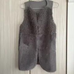 グレー ファーベスト ノースリーブ