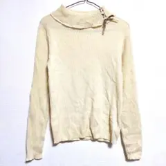 axes femme 長袖セーター リボン可愛い シンプル クリーム色 白 M