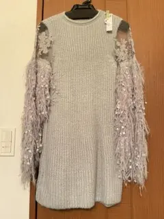 レースの透け感カワイイニットワンピース