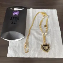 ANNA SUI ハート型蝶モチーフネックレス