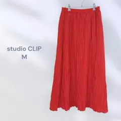 studio CLIP クリップ　フレアスカート　朱色　色物　カジュアル　爽やか