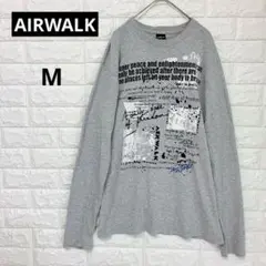 AIRWALK エアウォーク 総柄 英字 ロゴ グラフィック 長袖 Tシャツ Mのサムネイル