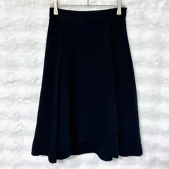 ミッシュマッシュ フレアスカート ネイビー 膝丈 上品 清楚 薄手 きれいめ