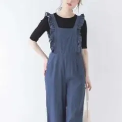 ♡可愛い♡大人フリルデニム　オールインワン　サロペットのサムネイル