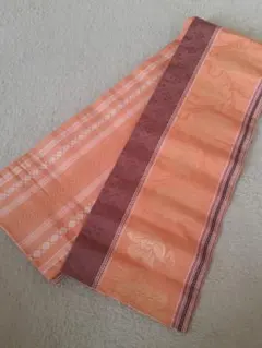 正絹　献上　花間道　両面半幅帯