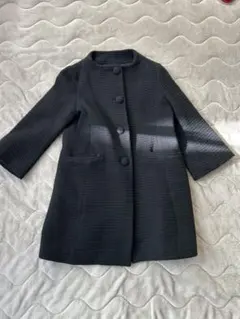 ノーカラーコート　アンゴラ　ブラック