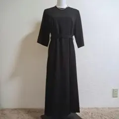 Andemiu　アンデミュウ　サイドプリーツワンピース【L】　喪服　ブラック