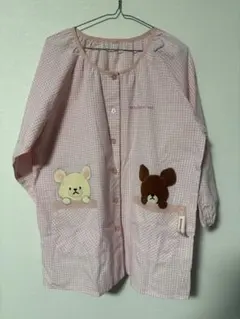 くまのがっこう エプロン 割烹着 チェック柄 学研