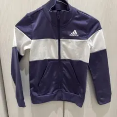 adidas ジャージ　上着　130cm パープル　ホワイト