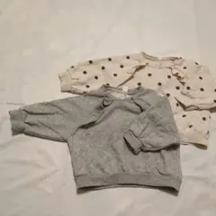 après les cours フリルつきトレーナー（グレー・ドット柄）