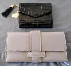 ブラッククロコダイルタイプ短財布・グレー長財布　2点セット