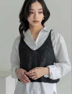 Re:EDIT スパンコールニットキャミソールビスチェ