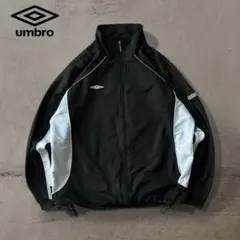 UMBROナイロンジャケット刺繍ロゴドローコードリフレクターテック古着XL黒