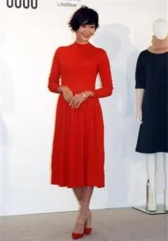 完売品の3Dメリノリブモックネックワンピース