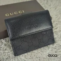 【良品】GUCCI グッチ 二つ折り 財布 GG柄 キャンバス レザー