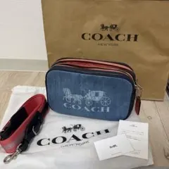 COACH デニム ショルダーバッグ ダブルジッパーのサムネイル