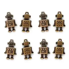 金属パーツ　ロボット　チャーム　金古美　８個