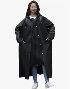 白 フード付きロングレインコート XL ロング丈 男女兼用
