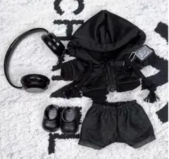 ラブブぬいぐるみ 着せ替え服セット 4点 ブラック ヘッドフォン付き