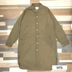 美品【ハロータウンストアーズ】HTS ストライプ　ロングシャツコート