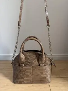 ZARA ブラウン クロコダイル風 ショルダーバッグ