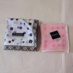 BURBERRY 花柄ハンカチ大判とタオル地ミニタオルセット未使用