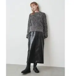 【美品】ELENDEEK エナメルフォーレザーIラインスカート サイズ01