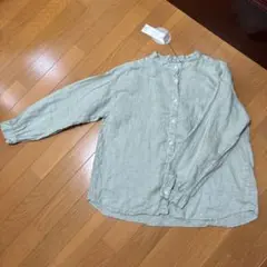 SUN VALLEY リネン日本製品染めスタンドカラーシャツ　Mのサムネイル