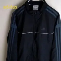 adidas  パフォーマンスロゴ　ナイロンジャケット　黒　ブラック　グレー