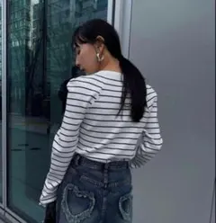 美品　HEART PATCH DAMAGE DENIM PANTSのサムネイル