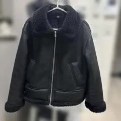 美品　ジーユー　ムートンタッチフライトジャケット　ブラック　レディースXLサイズ