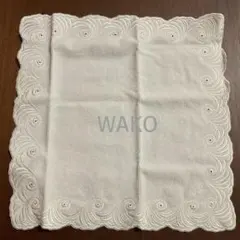 未使用★WAKO大判タオルハンカチ 白 アイボリー 刺繍 和光