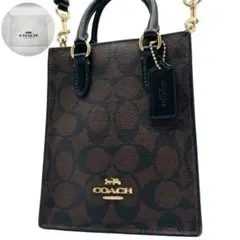 美品 コーチ ショルダーバッグ ハンド 2way PVC ブラウン CJ494